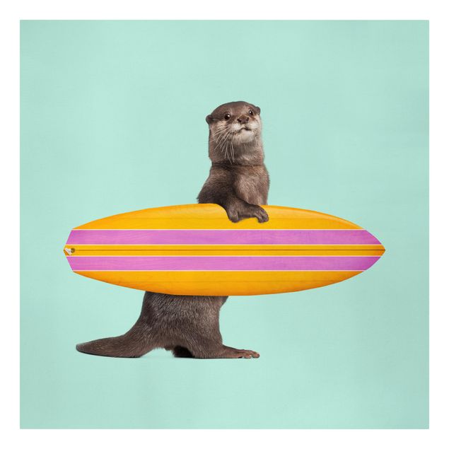 Wanddeko Esszimmer Otter mit Surfbrett