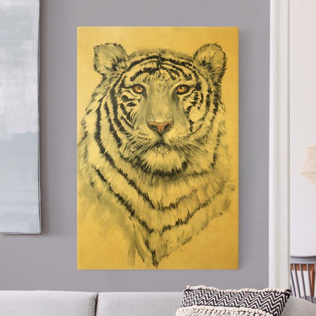 Wanddeko Schlafzimmer Portrait Weißer Tiger I