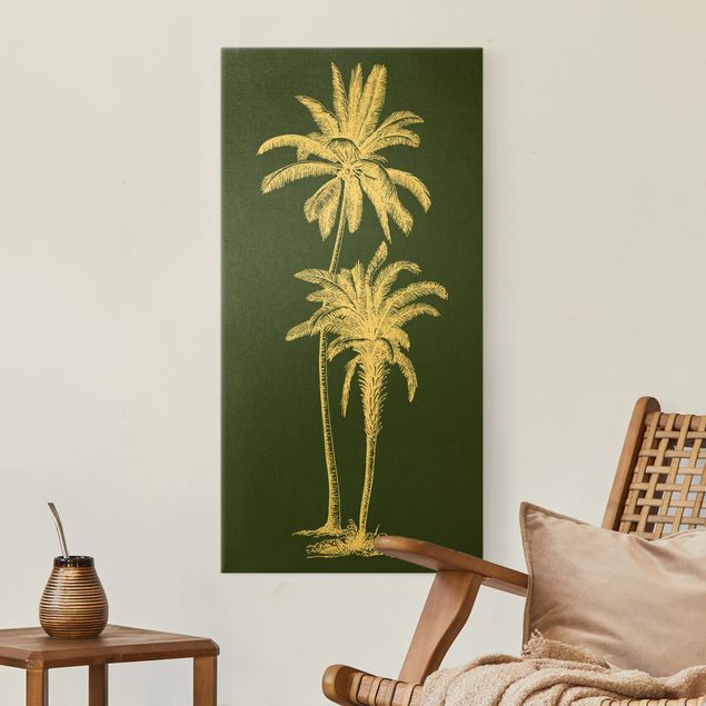Wanddeko Flur Illustration Palmen auf Grün