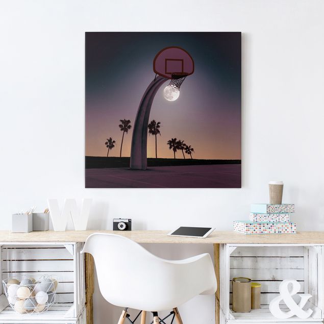 Wanddeko Schlafzimmer Basketball mit Mond