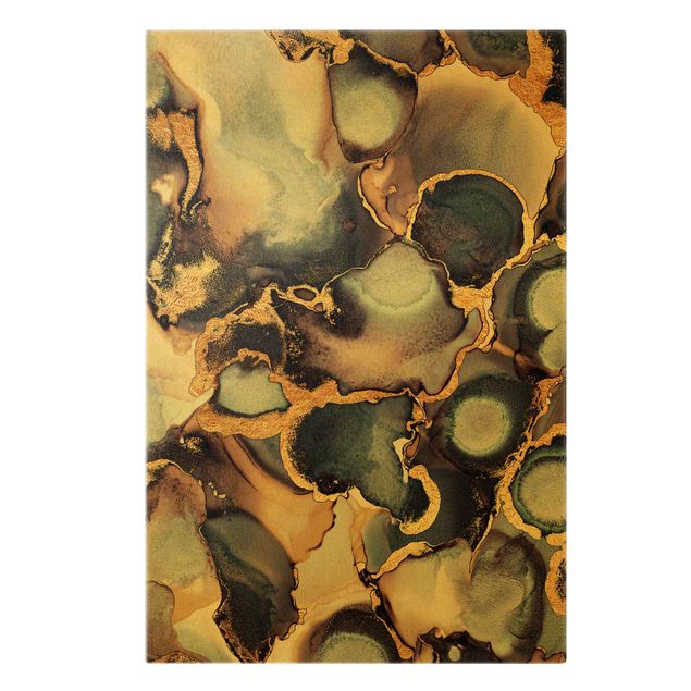 Wanddeko Esszimmer Marmor Aquarell mit Gold
