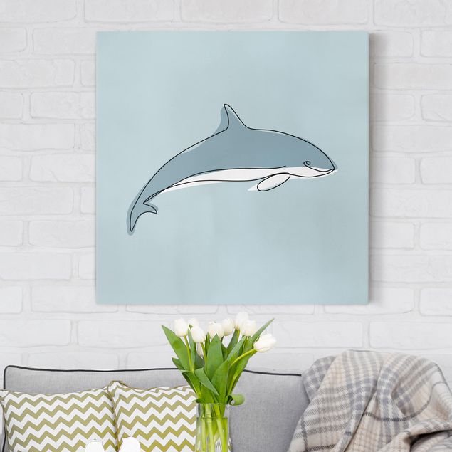 Wanddeko Jungenzimmer Delfin Line Art