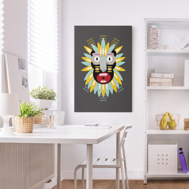 Wanddeko bunt Collage Ethno Maske - King Kong