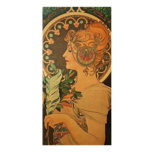 Wanddeko gold Alfons Mucha - Die Feder