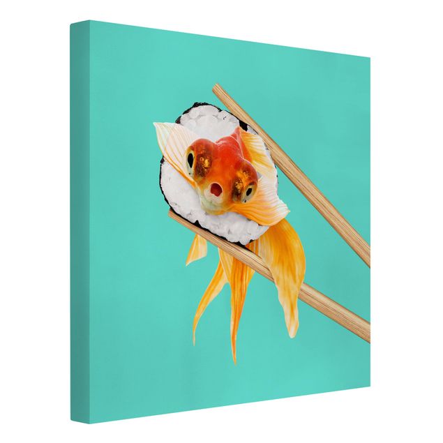Wanddeko Esszimmer Sushi mit Goldfisch
