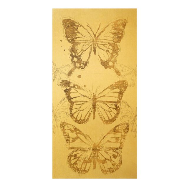 Leinwand Schmetterling Schmetterlingskomposition in Gold I