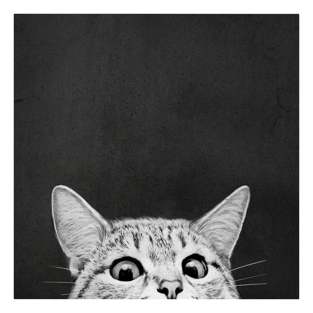 Leiwandbild Katze Illustration Katze Schwarz Weiß Zeichnung