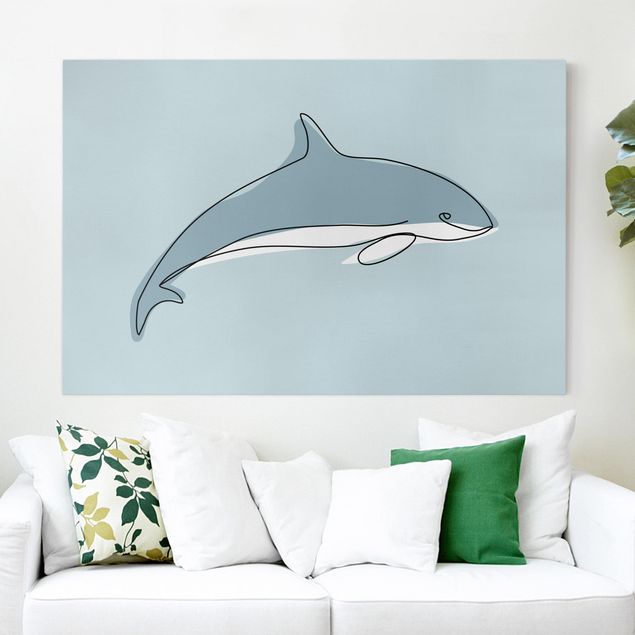 Wanddeko Jungenzimmer Delfin Line Art