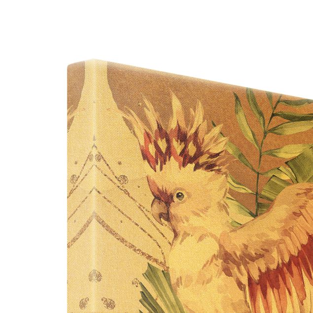 Wanddeko über Sofa Tropische Vögel - Pinke Kakadus