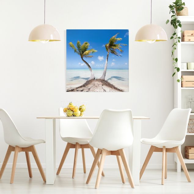 Wanddeko Wohnzimmer Urlaub unter Palmen