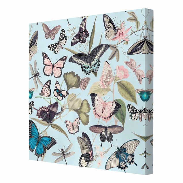 Wanddeko Esszimmer Vintage Collage - Schmetterlinge und Libellen