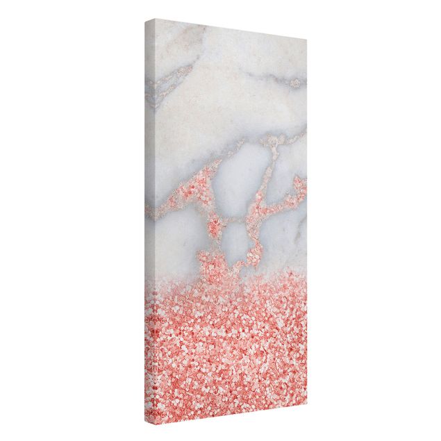 Wanddeko grau Marmoroptik mit Rosa Konfetti