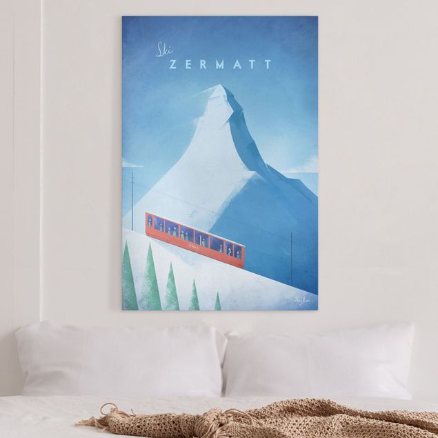 Wanddeko blau Reiseposter - Zermatt