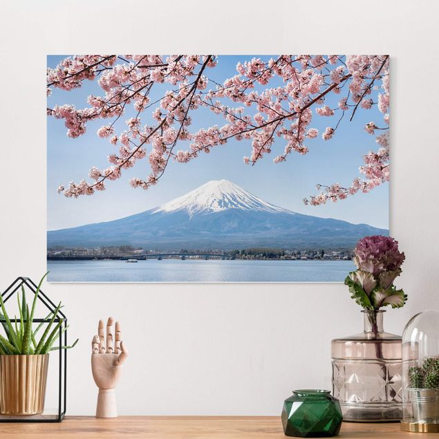 Wandbilder Asien Kirschblüten mit Berg Fuji