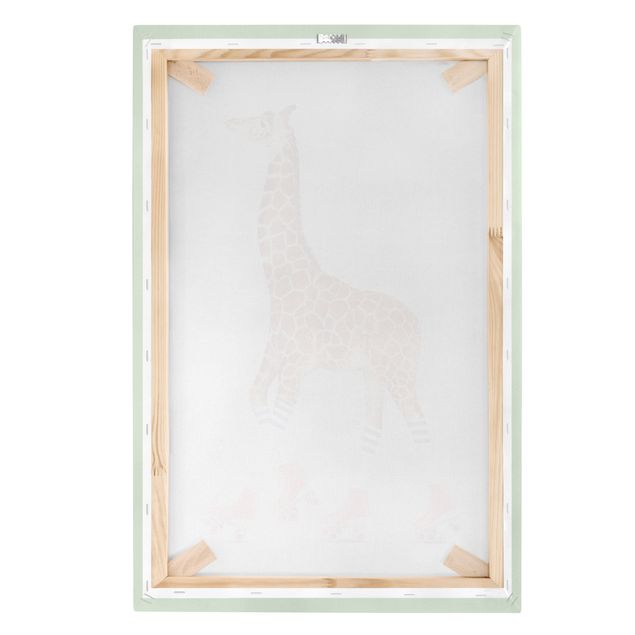 Wanddeko Esszimmer Giraffe mit Rollschuhen