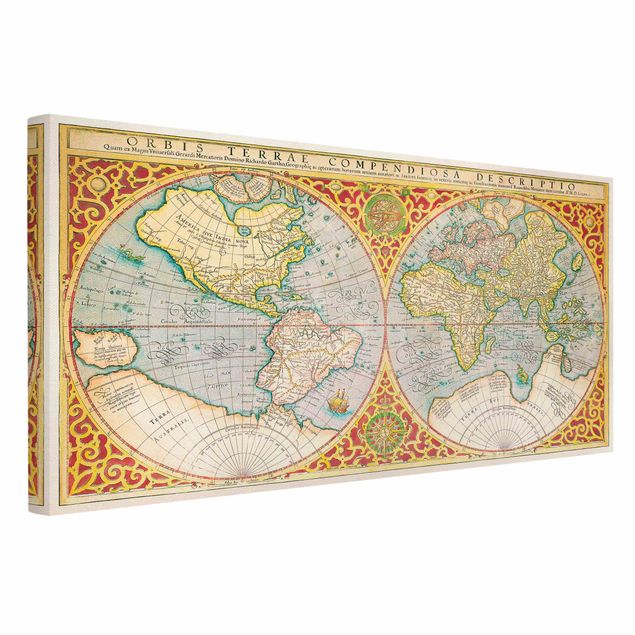 Wanddeko Flur Historische Weltkarte Orbis Terrare Compendiosa Descriptio