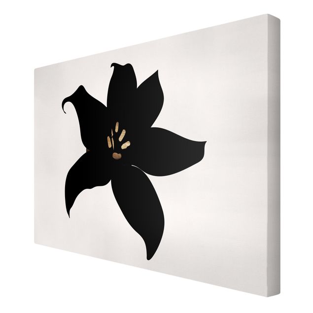 Wanddeko Blume Grafische Pflanzenwelt - Orchidee Schwarz und Gold