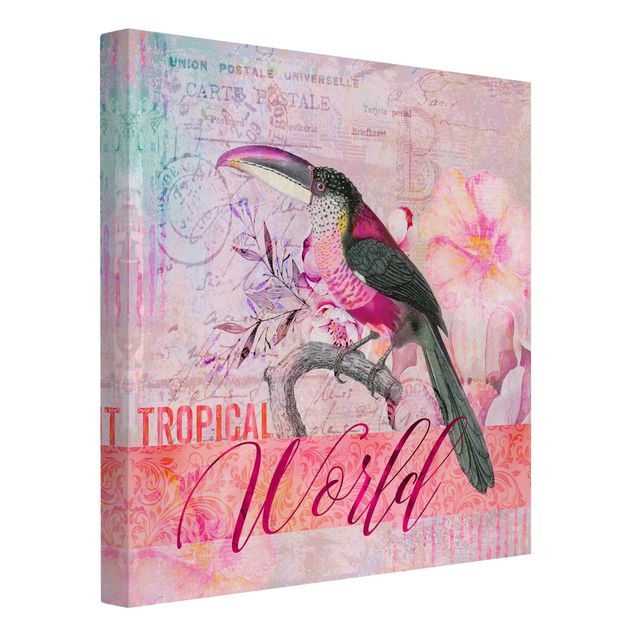 Wanddeko Flur Vintage Collage - Tropical World Tucan