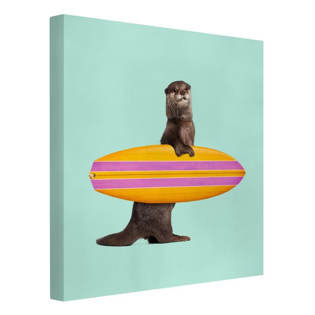 Wanddeko Flur Otter mit Surfbrett