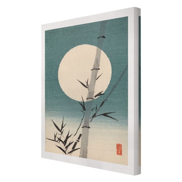 Wanddeko Esszimmer Japanische Zeichnung Bambus und Mond