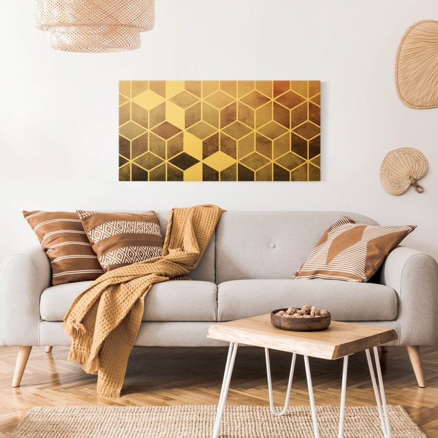 Wanddeko gold Goldene Geometrie - Rosa Grau