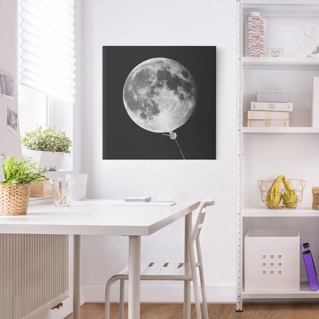Wanddeko Wohnzimmer Luftballon mit Mond