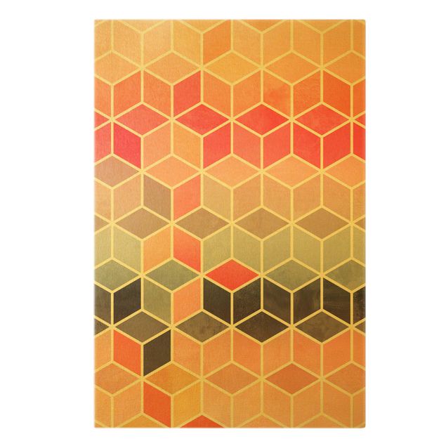 Wanddeko Jugendzimmer Goldene Geometrie - Buntes Pastell