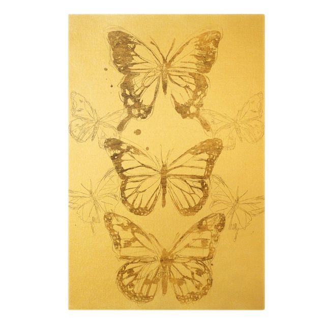 Leinwandbild Schmetterling Schmetterlingskomposition in Gold I