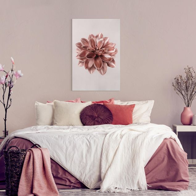 Wanddeko Schlafzimmer Dahlie Blume Rosegold Metallic