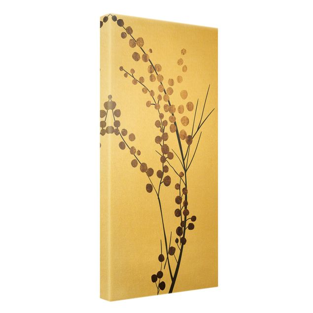 Wanddeko Flur Grafische Pflanzenwelt - Beeren Gold