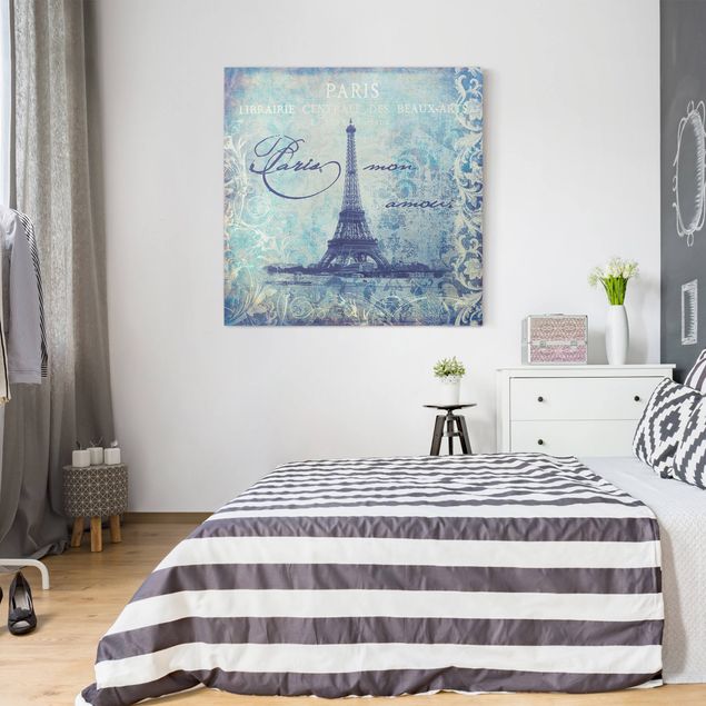 Wanddeko Flur Vintage Collage - Paris Mon Amour