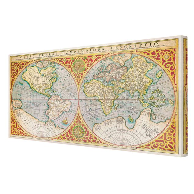 Wanddeko Büro Historische Weltkarte Orbis Terrare Compendiosa Descriptio