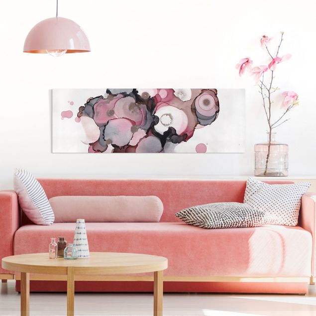 Wanddeko Schlafzimmer Pink-Beige Tropfen mit Roségold