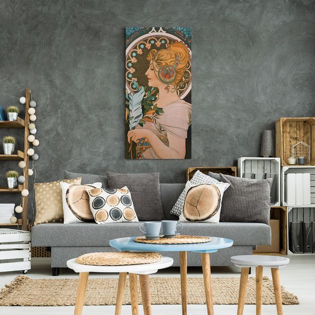 Wanddeko Wohnzimmer Alfons Mucha - Die Feder