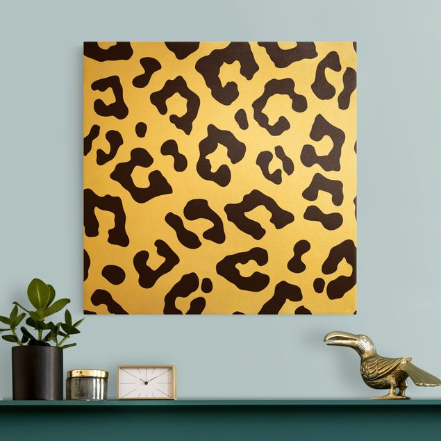 Wanddeko gold Leoparden Print