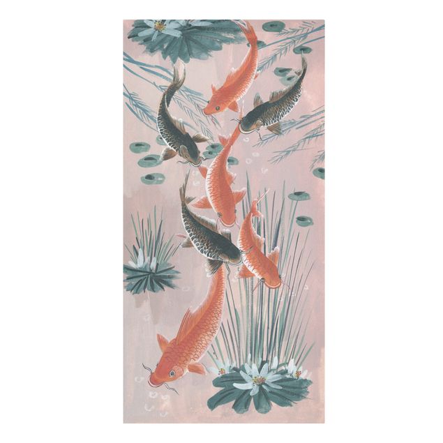 Wanddeko Schlafzimmer Asiatische Malerei Kois im Teich I