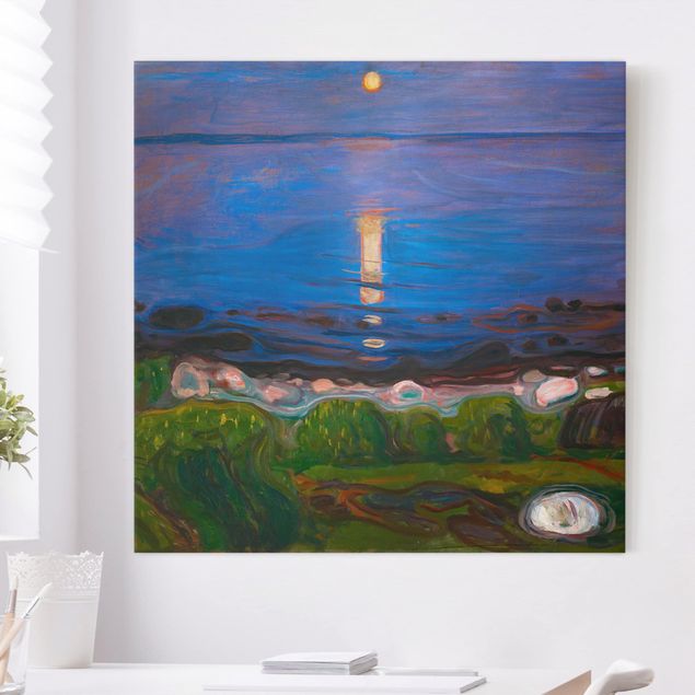 Wanddeko blau Edvard Munch - Sommernacht am Meeresstrand