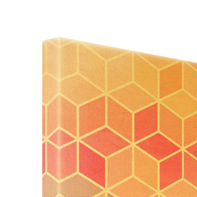 Wanddeko über Bett Goldene Geometrie - Buntes Pastell