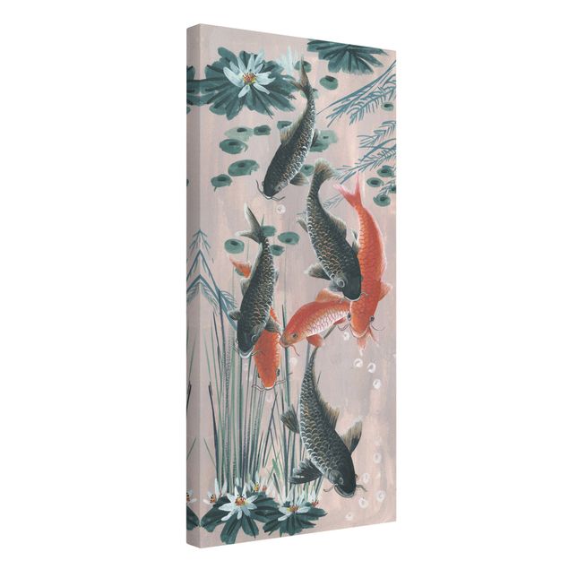 Wandbilder Fische Asiatische Malerei Kois im Teich II