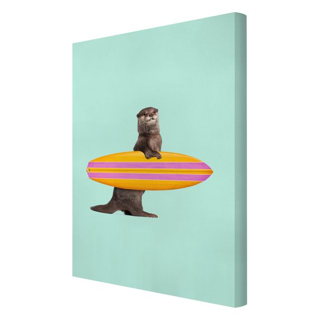 Wanddeko Büro Otter mit Surfbrett