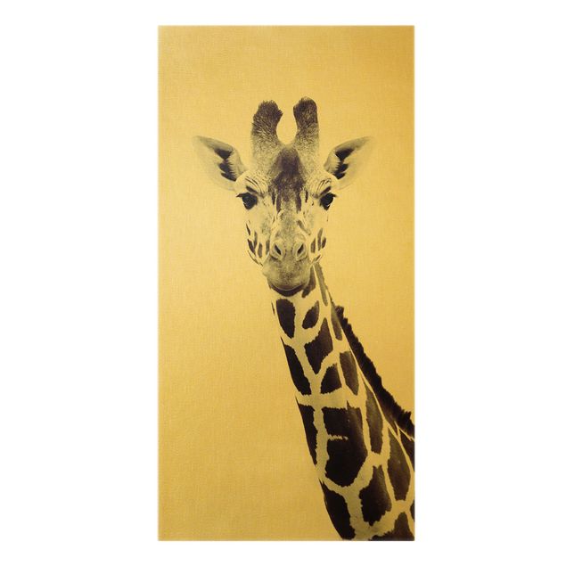 Wanddeko gold Giraffen Portrait in Schwarz-weiß