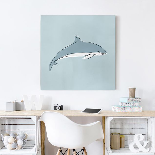 Deko Kinderzimmer Delfin Line Art