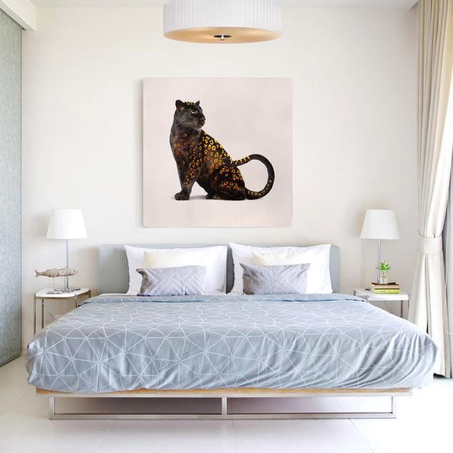 Wanddeko Schlafzimmer Goldener Panther