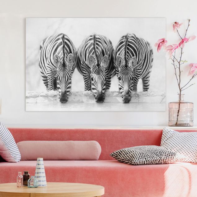 Wanddeko Schlafzimmer Zebra Trio schwarz-weiß