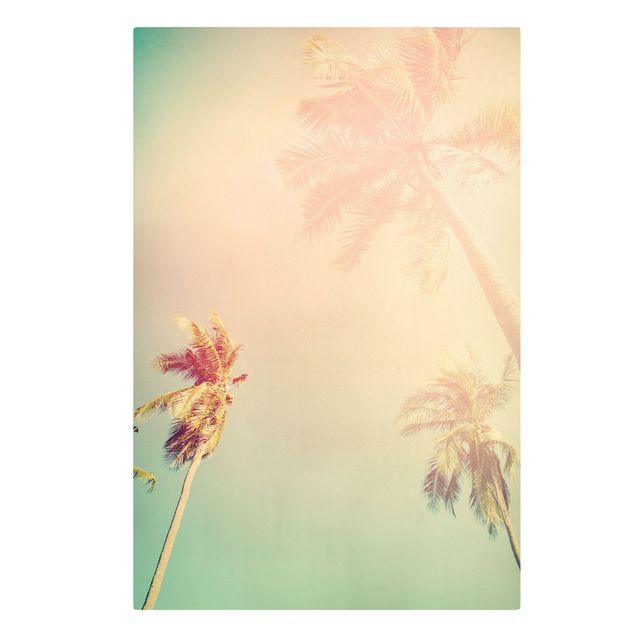 Wanddeko Büro Tropische Pflanzen Palmen bei Sonnenuntergang III