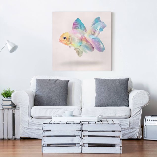 Wanddeko Wohnzimmer Fisch in Pastell
