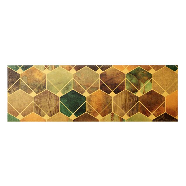 Wanddeko Büro Goldene Geometrie - Türkises Art Deco