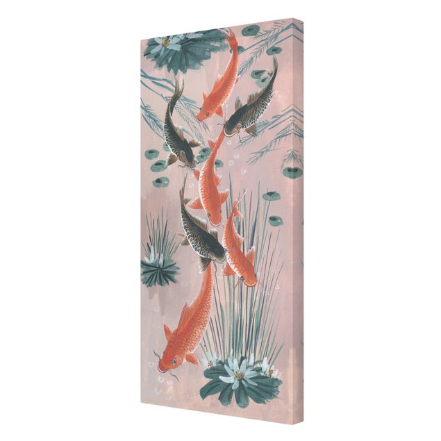 Wanddeko Blume Asiatische Malerei Kois im Teich I