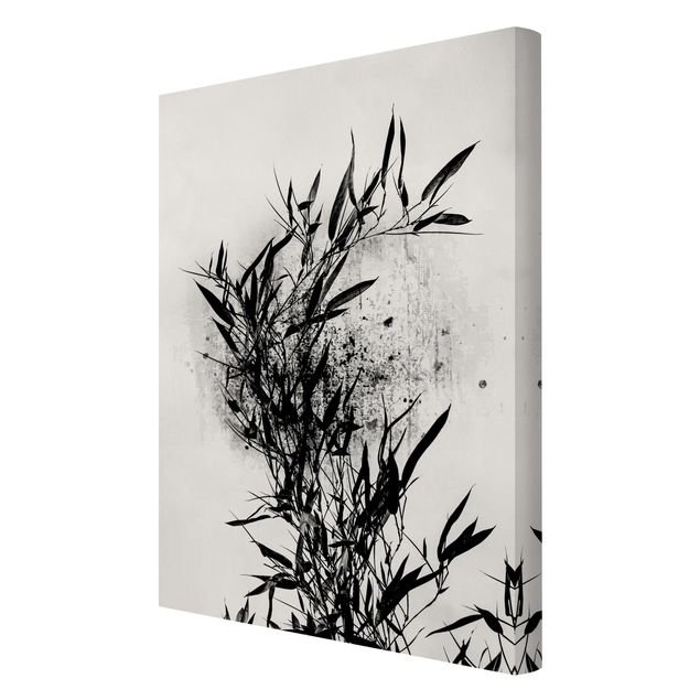 Wanddeko Esszimmer Grafische Pflanzenwelt - Schwarzer Bambus