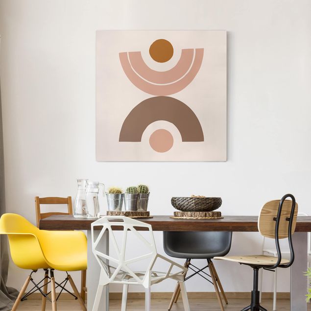 Wanddeko Wohnzimmer Line Art Abstrakte Formen Pastell